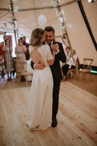 Couple first dance in the wedding Tipi